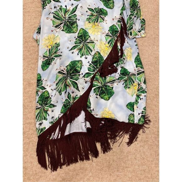 Ala von Auersperg Women's Leaf Print Silk Caftan Rita Dress Multicolor 2XL NWT - Picture 3 of 10